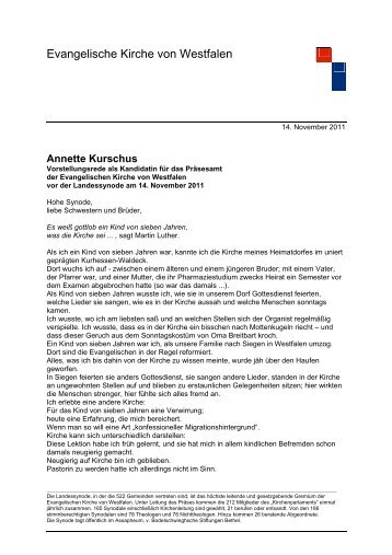 Vorstellungsrede von Annette Kurschus - Evangelische Kirche von ...