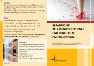 Beratung Bei Belastungssituationen und KonfliKten am arBeitsplatz