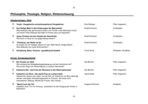 Philosophie, Theologie, Religion, Weltanschauung - Evangelische ...