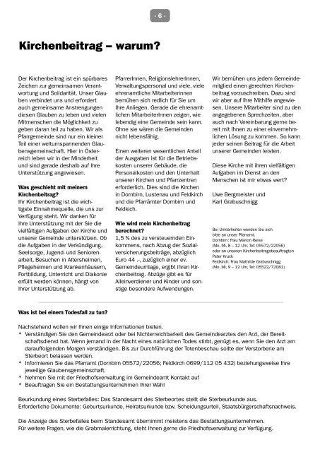 2010: Ausgabe 1 - Evangelische Pfarrgemeinde Dornbirn