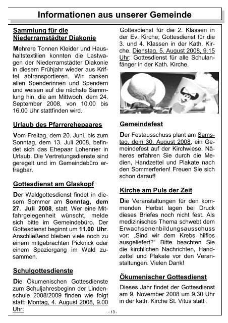 Sommer 2008 - Evangelische Auferstehungsgemeinde Kriftel