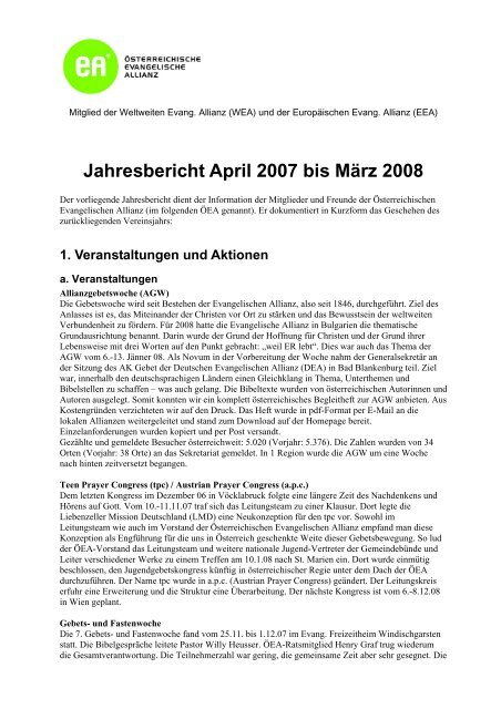 Jahr 2007-2008 - Österreichische Evangelische Allianz