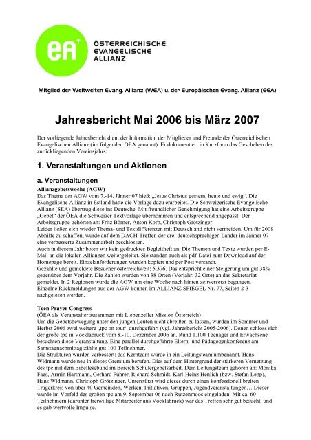 Jahr 2006-2007 - Österreichische Evangelische Allianz