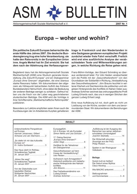 Europa - Aktionsgemeinschaft Soziale Marktwirtschaft