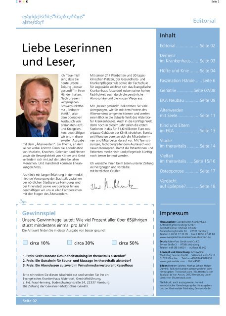 "besser gesund!" - Ausgabe 2 - Evangelisches Krankenhaus Alsterdorf