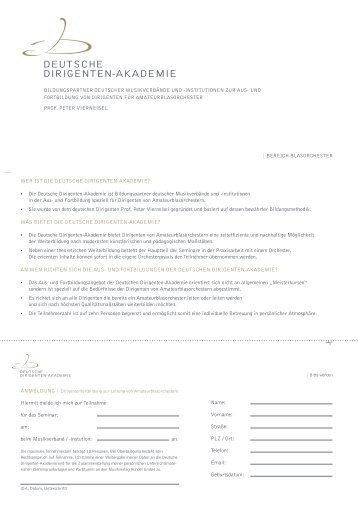 Bewerbung Dirigentenakademie - ASM Bezirk 1 Kempten