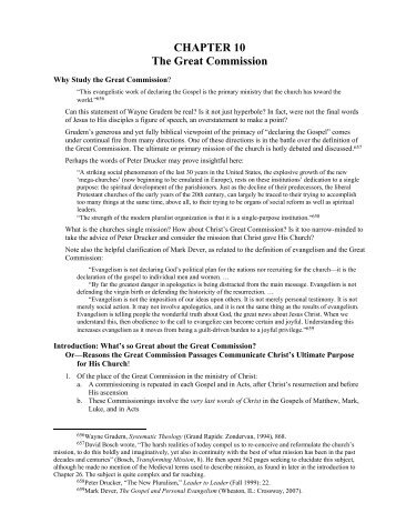 CHAPTER 10 The Great Commission - Evangelism Unlimited