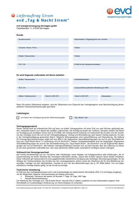 Tag Nacht Strom Evd Energieversorgung Dormagen Gmbh