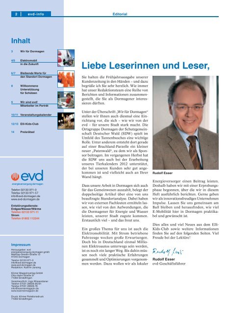 Ausgabe 1/12 - EVD Energieversorgung Dormagen GmbH