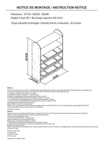 NOTICE DE MONTAGE / INSTRUCTION NOTICE - Eveil et jeux