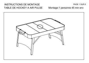TABLE DE HOCKEY A AIR PULSE Montage:1 ... - Eveil et jeux