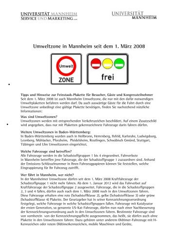 Umweltzone in Mannheim seit dem 1. März 2008 - Event ...