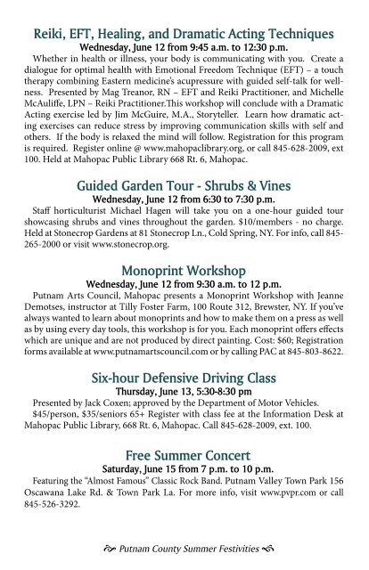 Putnam Summer Events - Eventful Magazine