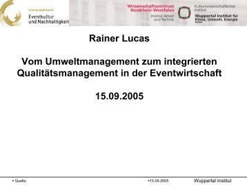 Rainer Lucas Vom Umweltmanagement zum ... - Eventkultur.lab