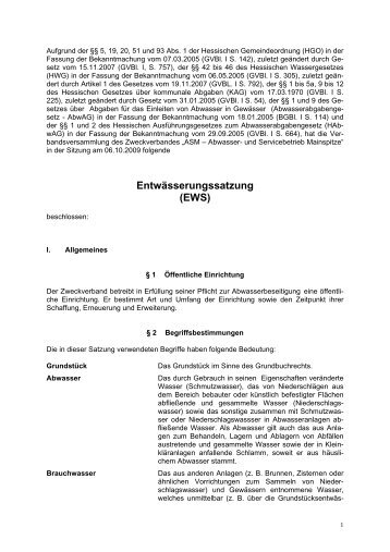 Entwässerungssatzung (EWS) - ASM - Abwasser- und ...