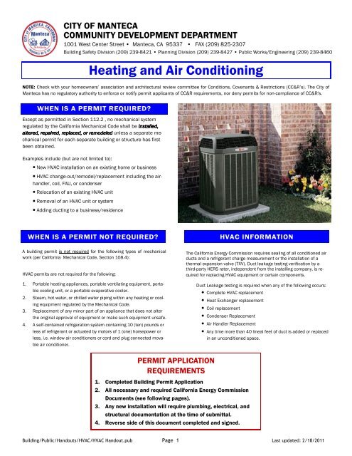 Heating and Air Conditioning - City of Manteca