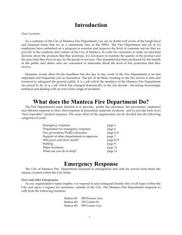 What does the Manteca Fire Department Do? - City of Manteca