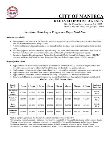 First-time Homebuyer Program – Buyer Guidelines - City of Manteca