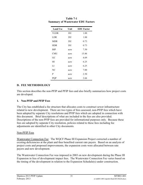 2013 Public Facilities Implementation Plan Update - City of Manteca