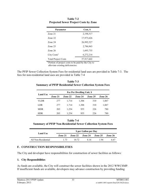 2013 Public Facilities Implementation Plan Update - City of Manteca