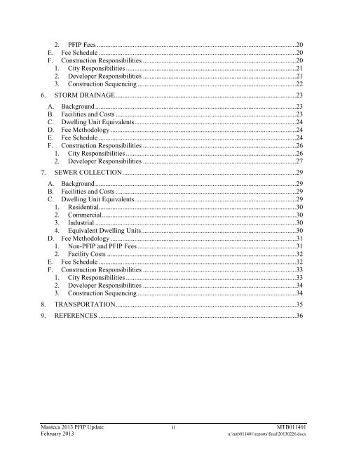 2013 Public Facilities Implementation Plan Update - City of Manteca