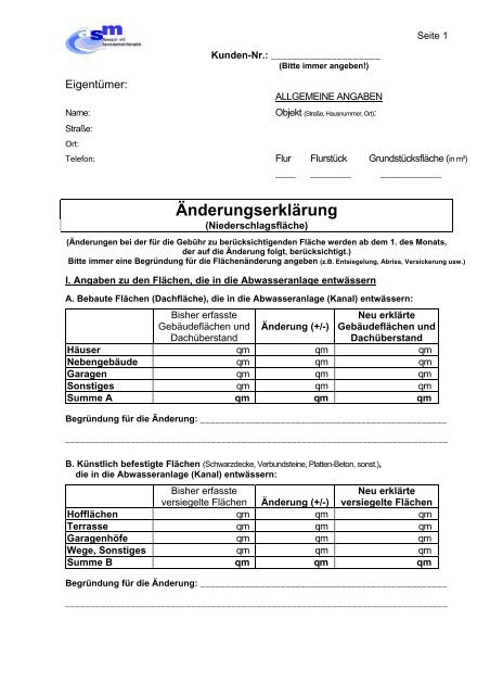 Änderungserklärung - ASM - Abwasser- und Servicebetrieb ...