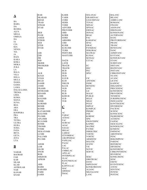 Ba Baba Da Budha Alfa Mega Omega Ha Ia Cia Kia Nenia Tia Eventoj