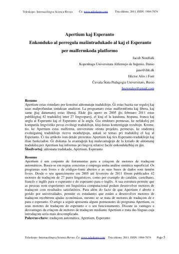 Apertium kaj Esperanto Enkonduko al perregula ... - Eventoj