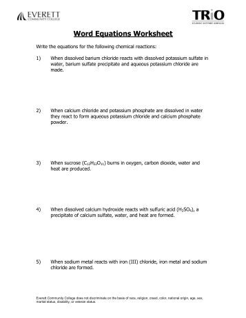 Worksheet Word Equations Worksheet worksheet word equations intrepidpath worksheet