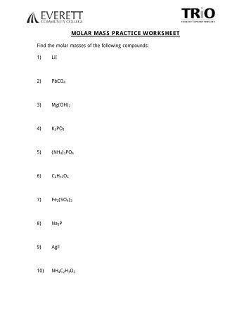 Printables Molar Mass Worksheet molecular weight worksheet davezan percent composition by mass chapter 8 mass
