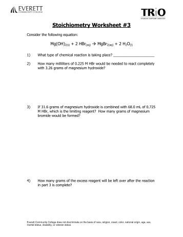 Printables Stoichiometry Worksheet stoichiometry worksheet how many moles of hf intrepidpath 3 everett munity college 7 the nitrite ion no 2