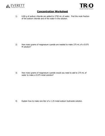 Worksheets Concentration Worksheet unit 8 worksheet 3 molar concentration everett community college