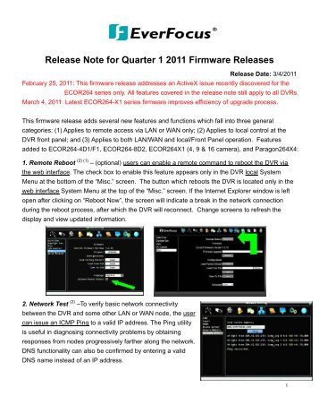 Release Note for Quarter 1 2011 Firmware Releases - Everfocus