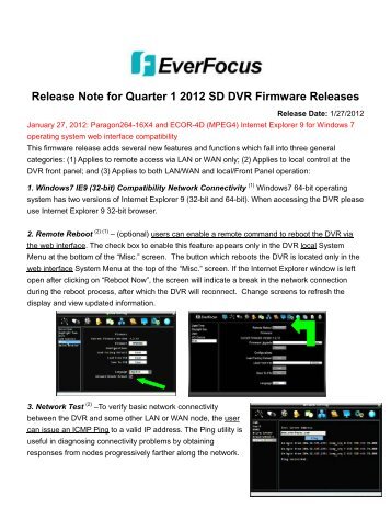 Release Note for Quarter 1 2012 SD DVR Firmware ... - Everfocus
