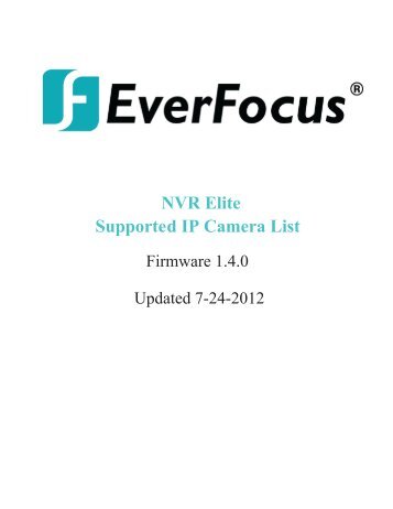 Compatiable Camera List - Everfocus