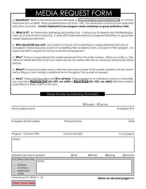 Media Request Form Template