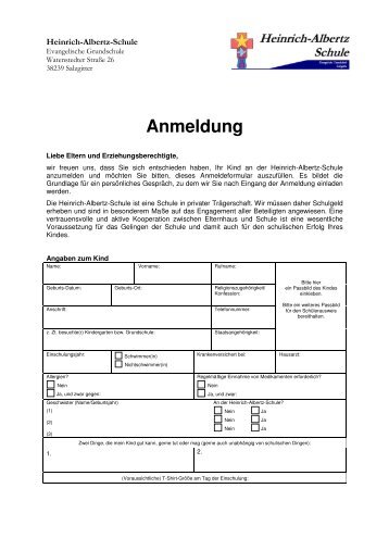 Anmeldung - Heinrich-Albertz-Schule