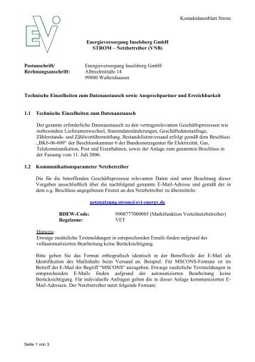 Kontaktdatenblatt Strom - bei der Energieversorgung Inselsberg ...