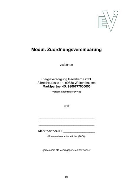 MaBis Zuordnungsvereinbarung - bei der Energieversorgung ...