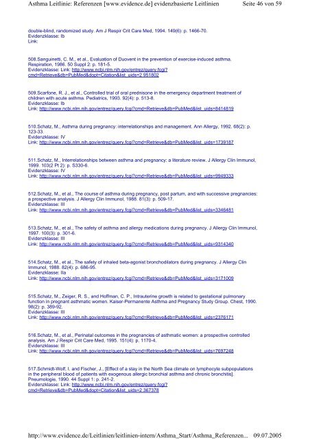 Seite 1 von 59 Asthma Leitlinie: Referenzen [www.evidence.de ...