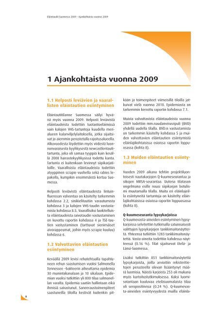 Eläintaudit Suomessa 2009 - Evira