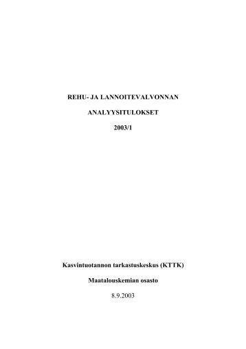 raportin sisällysluettelo - Evira