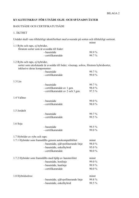 Olje- och spånadsväxter - Evira