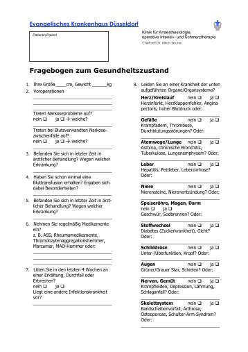 Fragebogen zum Gesundheitszustand - Evangelisches ...