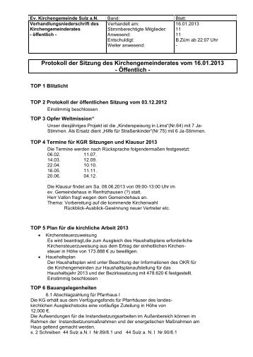 Mittwoch, 16.01.2013 - Evangelische Kirchengemeinde Sulz am ...