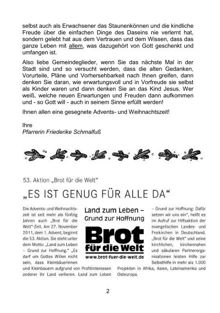 Gemeindebrief Weihnachten 2011 - Evangelische Kirchengemeinde ...