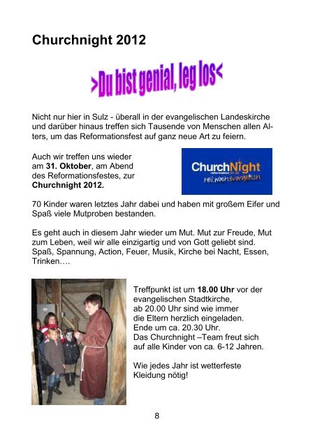 Gemeindebrief Herbst 2012 - Evangelische Kirchengemeinde Sulz ...