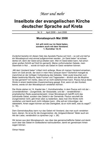 Gemeindebrief Nr. 9 April - Juni 2008 - Evangelische ...