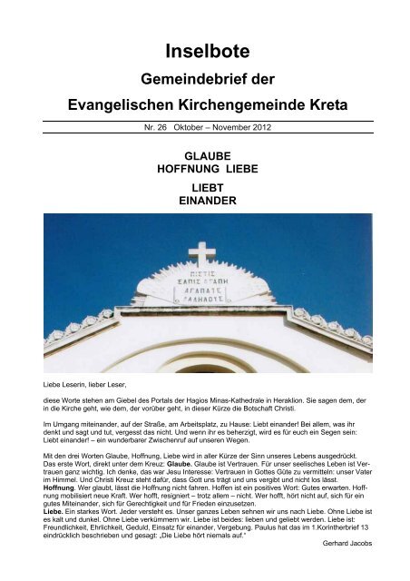 Inselbote - Evangelische Kirchengemeinde Kreta