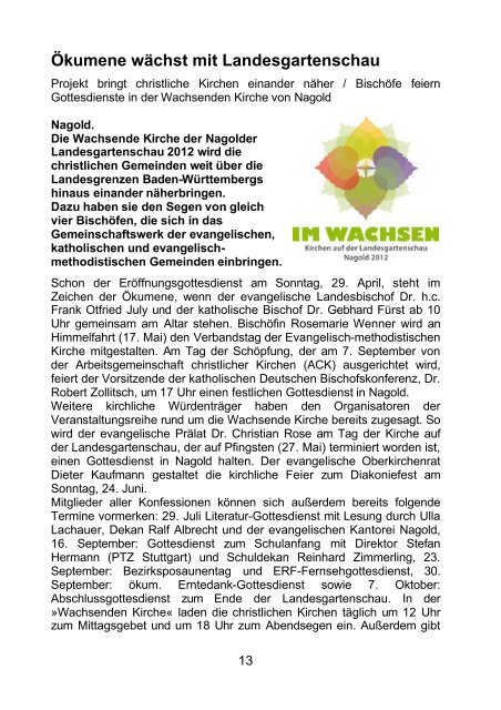 Gemeindebrief Frühjahr 2012 - Evangelische Kirchengemeinde ...